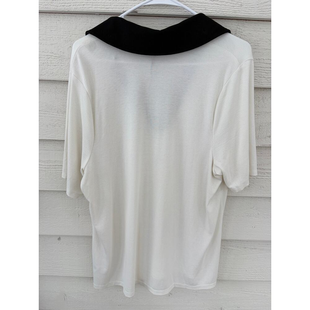 AVA & VIV Black & White Contrast Collar Blouse Top XXL NWT Chic Minimal - Picture 6 of 7